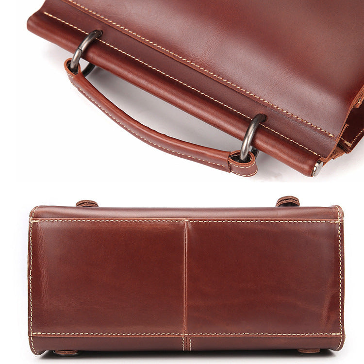 Wind Leather Unisex Cowhide Big Hair Handbags