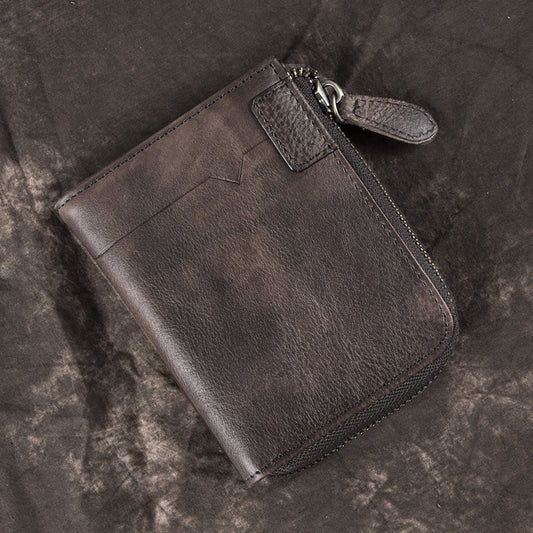 Men's Retro Short Genuine Leather Large Capacity Men's Wallets