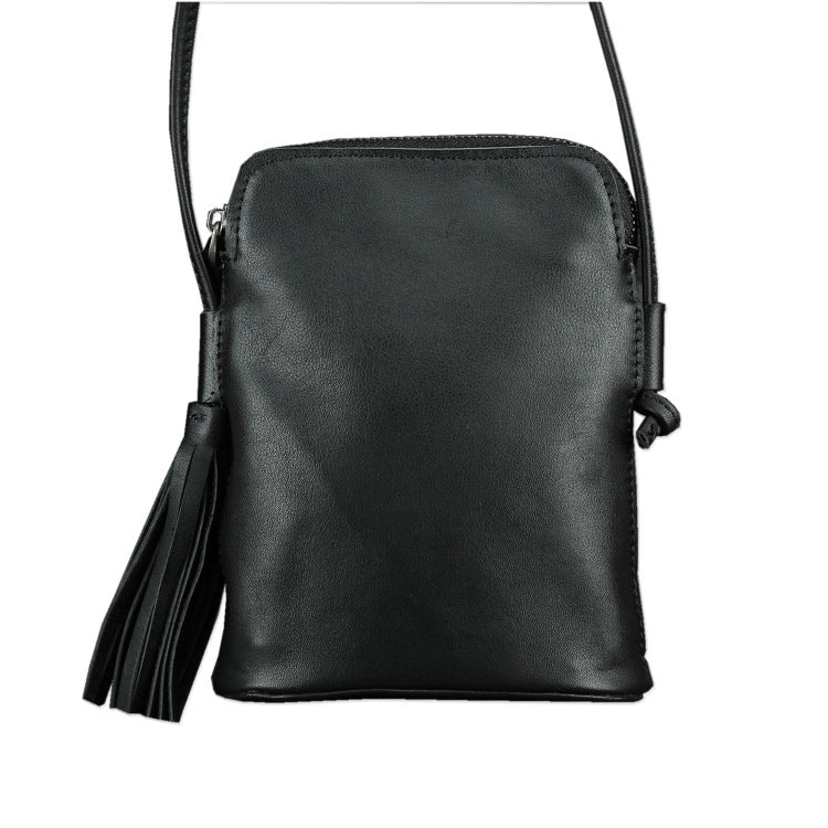Women's Mobile Leather Tassel First Layer Cowhide Shoulder Bags