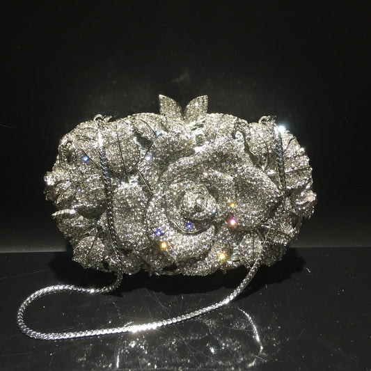 Women's One Flower Hollow Jeweled Dinner Crystal Handbags