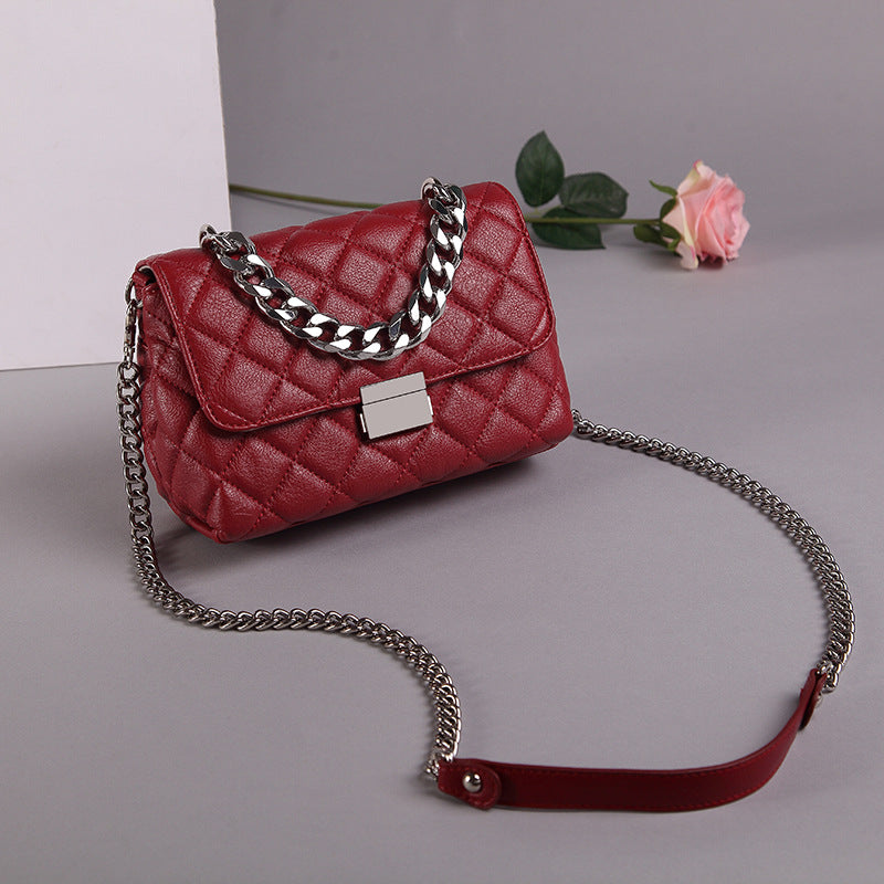 Women's Fashionable Rhombus Chain Sheep Pattern Simple Shoulder Bags