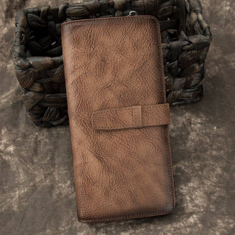 Men's Vintage First Layer Cowhide Clutch Handmade Male Men's Wallets