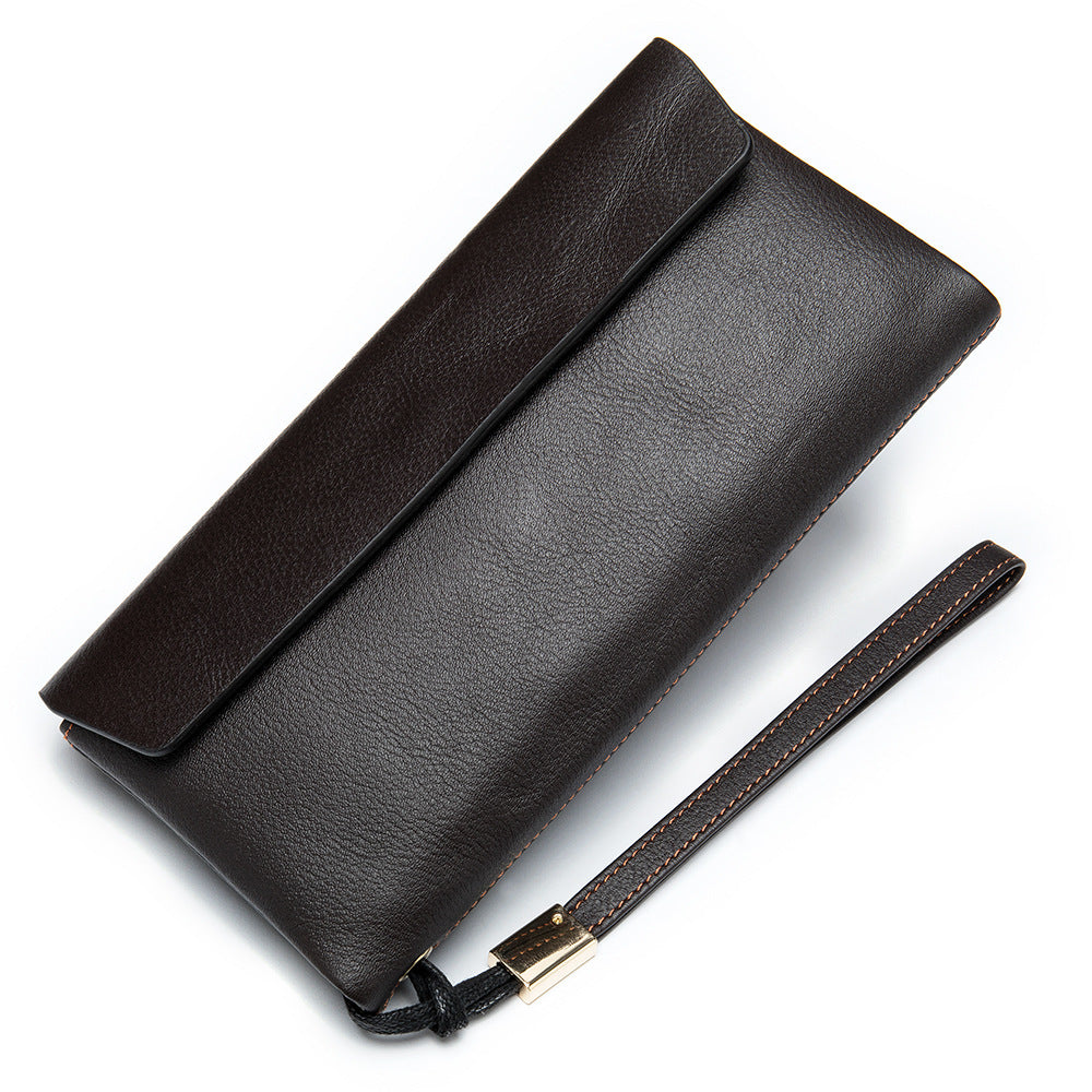 Genuine Leather Clutch Retro Korean Type Large Bags