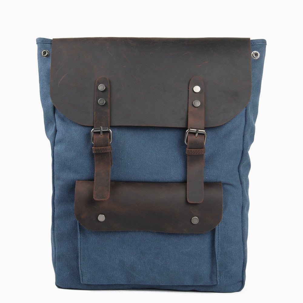 Canvas With Leather Female Fashion College Backpacks
