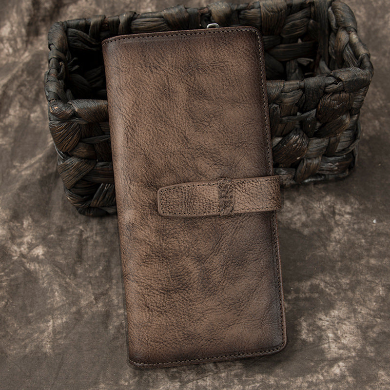 Men's Vintage First Layer Cowhide Clutch Handmade Male Men's Wallets