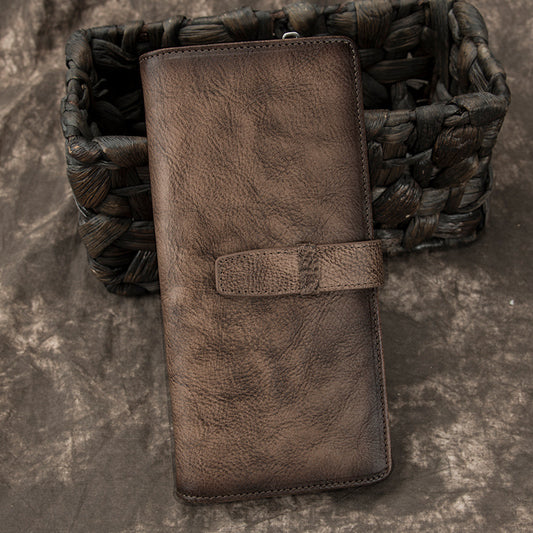 Men's Vintage First Layer Cowhide Clutch Handmade Male Men's Wallets