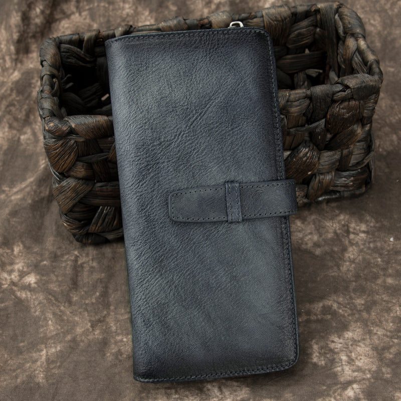 Men's Vintage First Layer Cowhide Clutch Handmade Male Men's Wallets