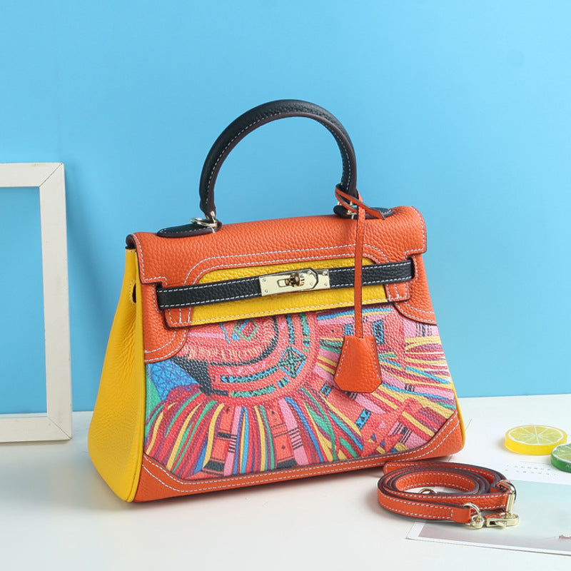 Women's Fashion Printed Iti Kai Cartoon Pattern Genuine Bags