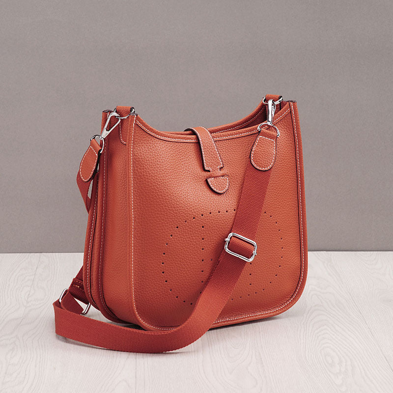 Women's Genuine Leather Fashion Punching Korean Style Crossbody Bags