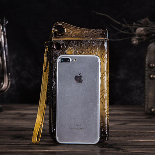 Men's First Layer Tree High Leather Retro Men's Wallets
