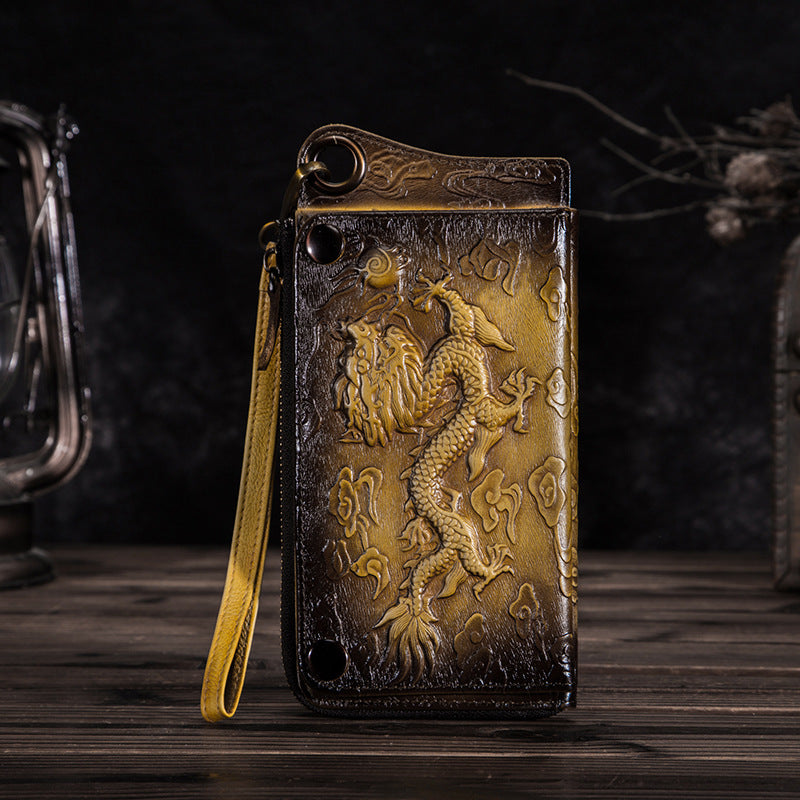 Men's First Layer Tree High Leather Retro Men's Wallets