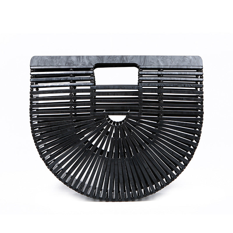 Women's Acrylic Hand-knitted Creative Basket Clutch Striped Evening Bags