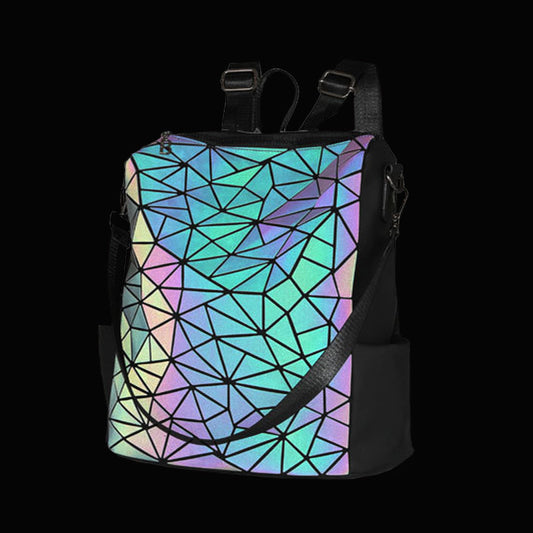 Women's Luminous Magic Color Unisex Geometric Rhombus Backpacks