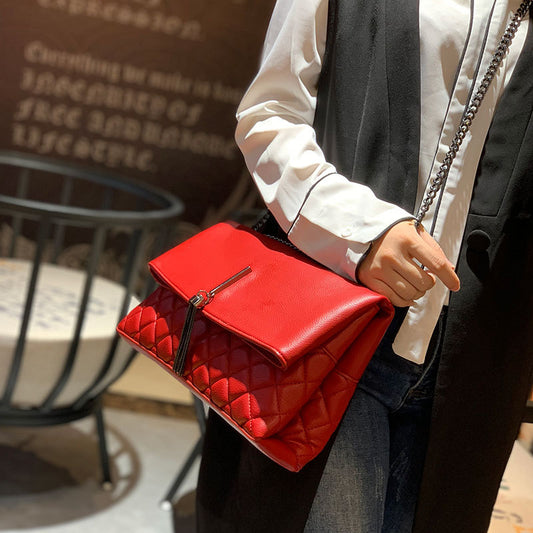 Women's Fashion Diamond Plaid Embroidered Korean Versatile Shoulder Bags
