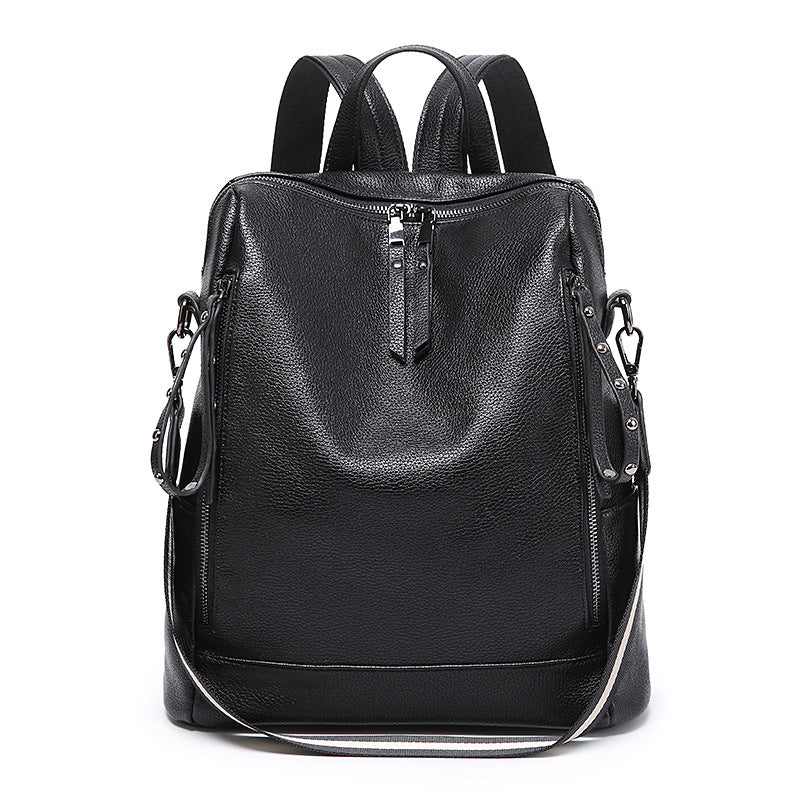 Women's Soft Leather Trend Fashion Street Large Backpacks