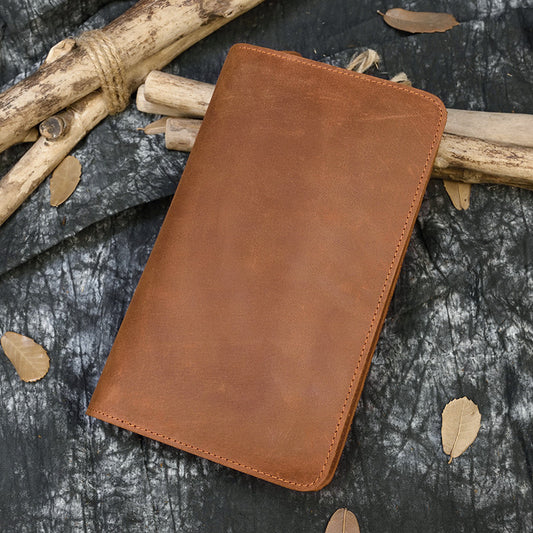Crazy Horse Leather Double Layer Zipper Men's Wallets