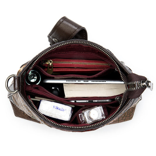 Women's Leather Stitching Trendy Cool Tassel Large Shoulder Bags