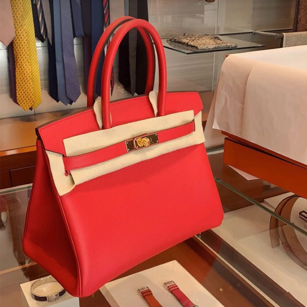 Women's First Layer Cowhide Lychee Pattern Leather Handbags