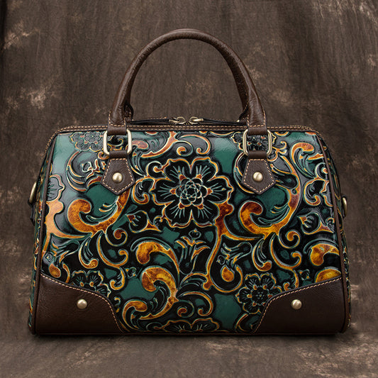 Women's Cowhide Hand-rub Color Leather Large Capacity Handbags