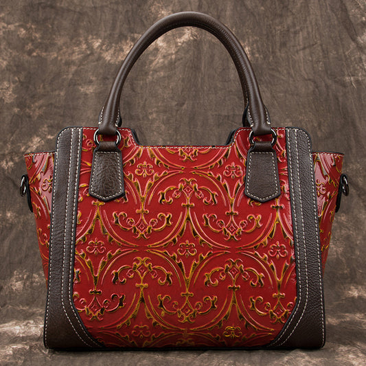 Women's Retro Simple Large Capacity Cattle Leather Handbags