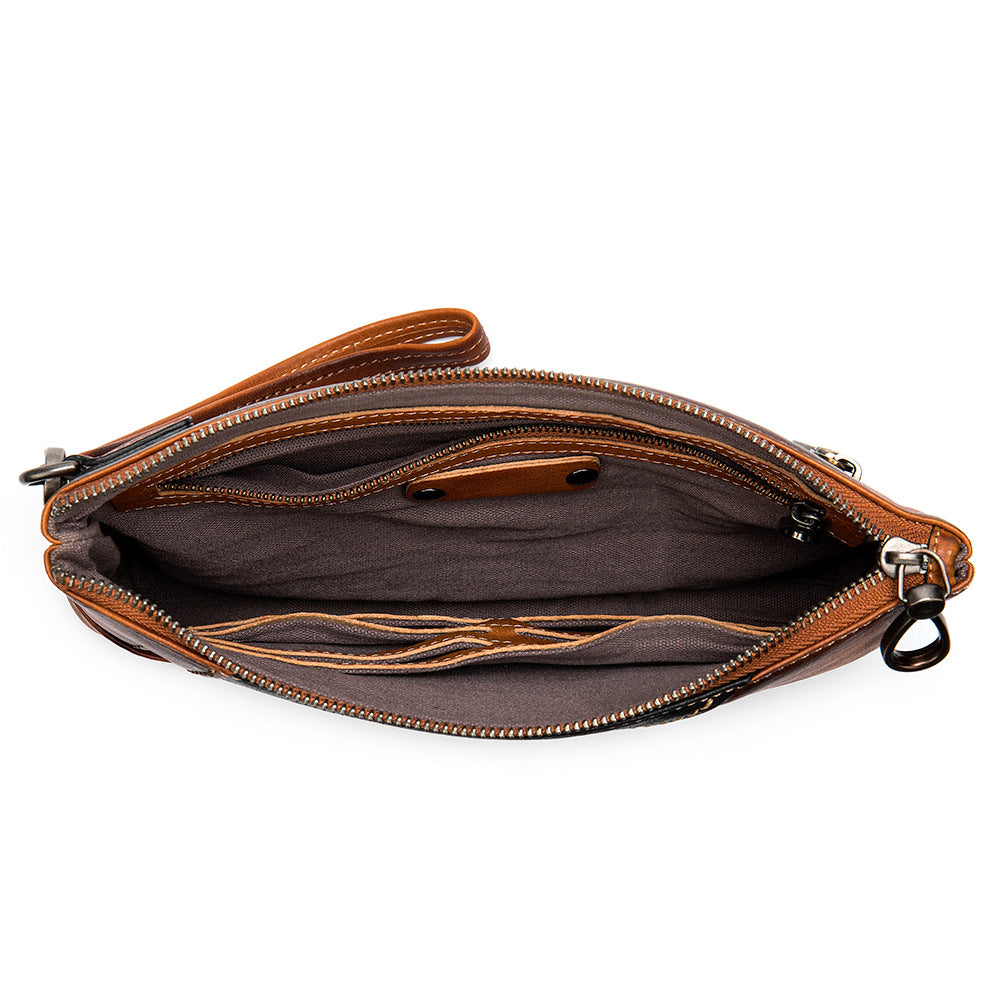 Men's Clutch Leather Business Cowhide Vintage Hand-rub Men's Handbags