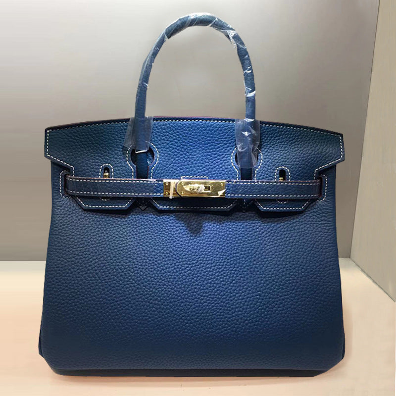 Women's First Layer Cowhide Lychee Pattern Leather Handbags