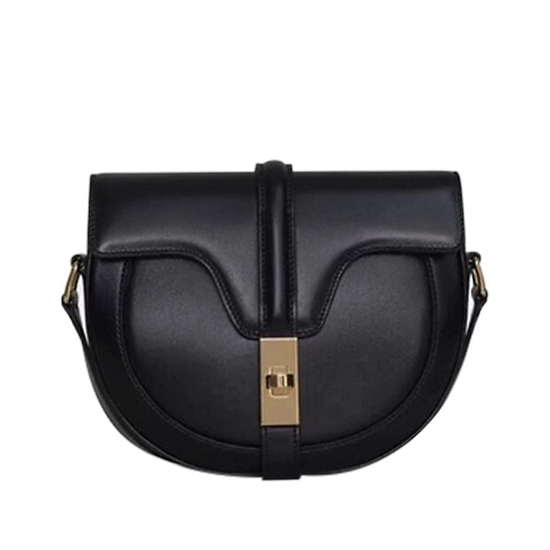 Women's Semicircle Shape Saddle Single Fashion Genuine Shoulder Bags