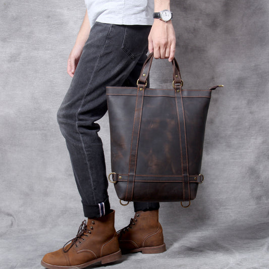 Women's & Men's & Crazy Horse Leather Personality Handmade Backpacks