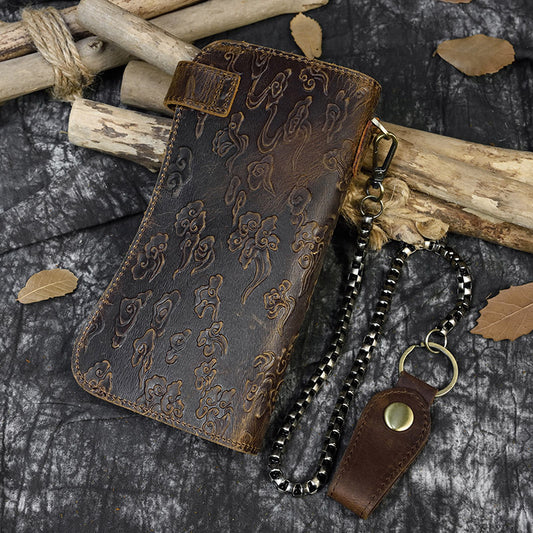 Men's Horse Long Iron Chain Embossed Domineering Men's Wallets