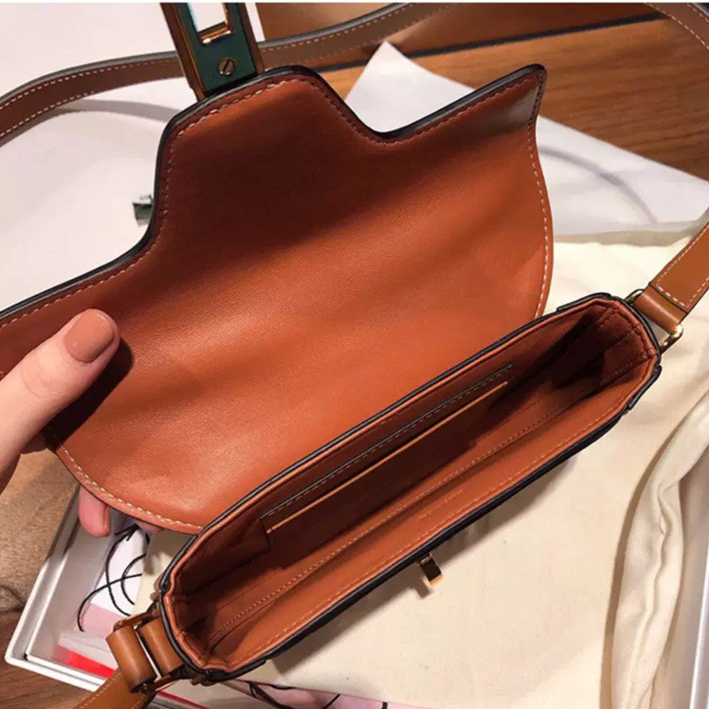Women's Semicircle Shape Saddle Single Fashion Genuine Shoulder Bags