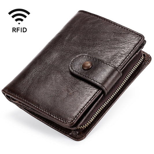 Men's Crazy Horse Leather Retro Short Men's Wallets