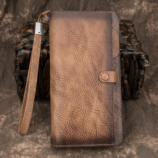 Women's Long Genuine Leather Vintage Zipper Multi Ladies Wallets