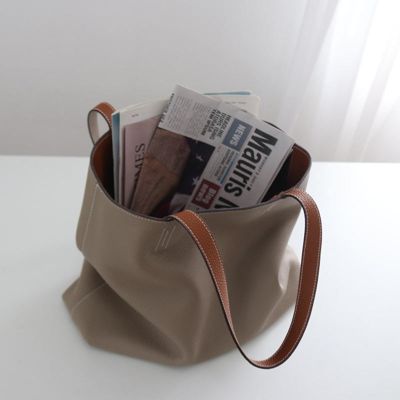 Women's Double-sided Head Layer Cowhide Soft Leather Bags