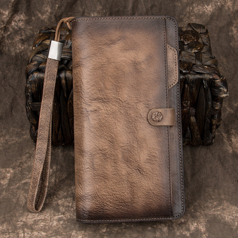 Women's Long Genuine Leather Vintage Zipper Multi Ladies Wallets