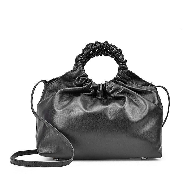 Women's Source Pleated Sheepskin Genuine Leather Handbags