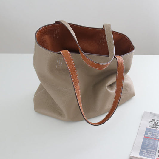 Women's Double-sided Head Layer Cowhide Soft Leather Bags