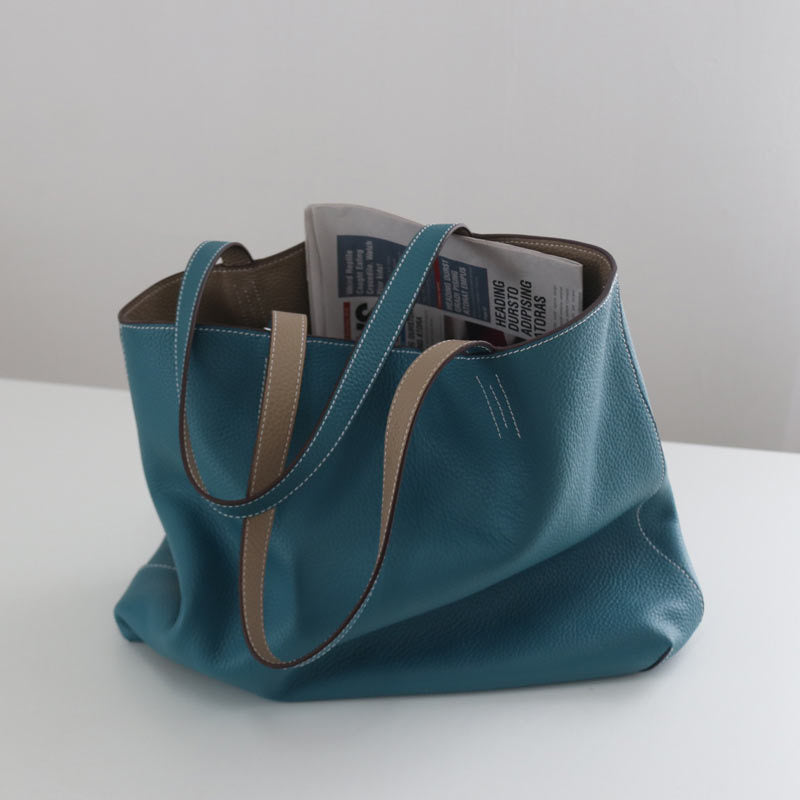 Women's Double-sided Head Layer Cowhide Soft Leather Bags