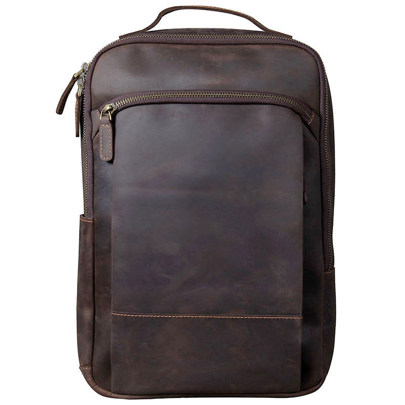 Men's Crazy Horse Leather First Layer Cowhide Backpacks