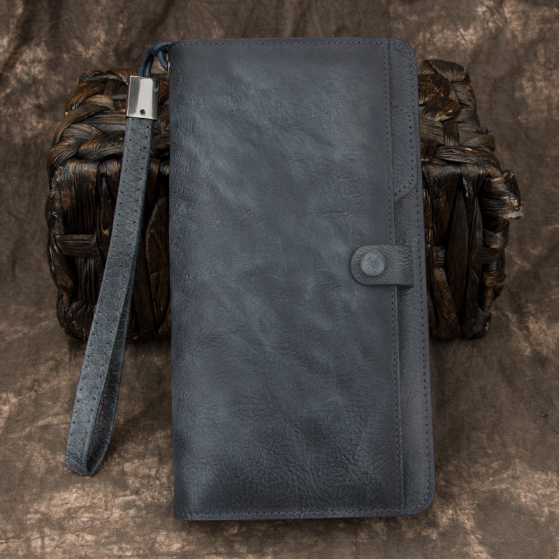 Women's Long Genuine Leather Vintage Zipper Multi Ladies Wallets