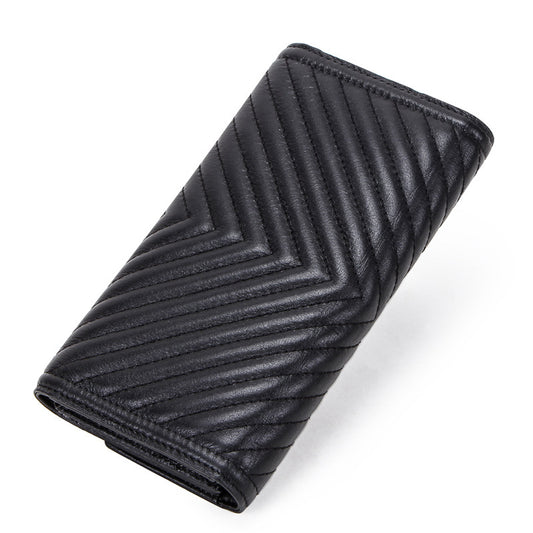 Women's First Layer Cattlehide Leather Fashion Embroidered Ladies Wallets