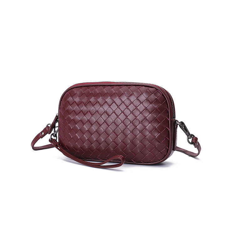 Women's Sheepskin Woven Versatile Simple Leather Handmade Shoulder Bags