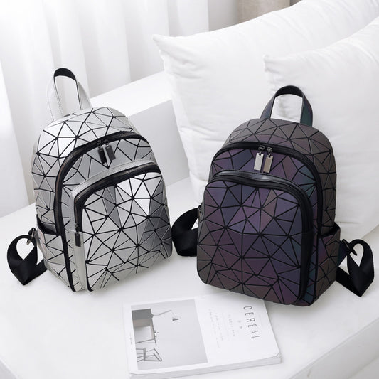 Laser Rhombus Simple Fashion Preppy Style Backpacks