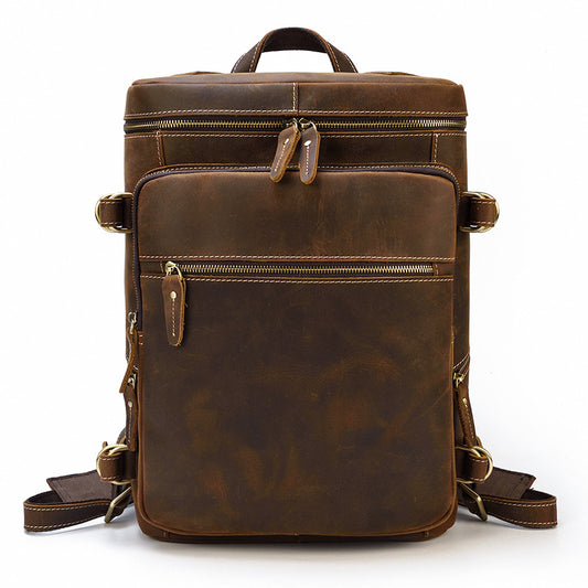 Men's Retro Leather Crazy Horse Computer Backpacks