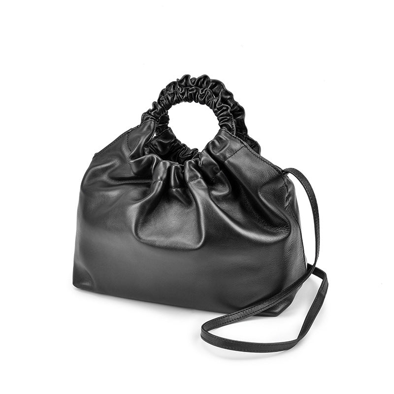 Women's Source Pleated Sheepskin Genuine Leather Handbags
