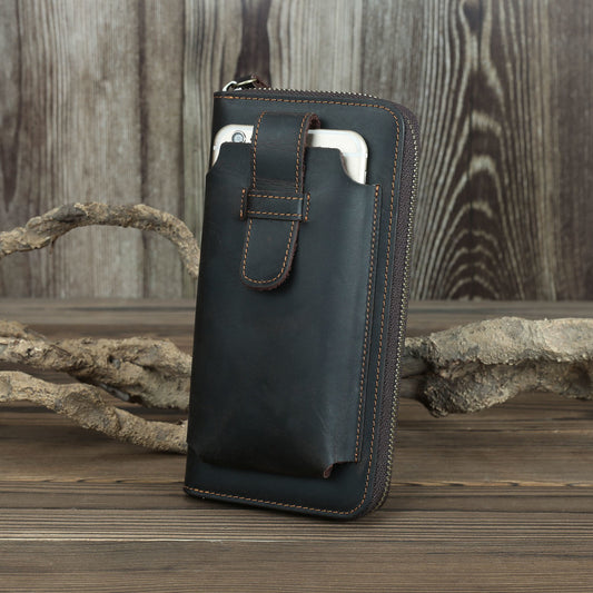 Men's Crazy Horse Leather First Layer Cowhide Rough Mobile Men's Wallets