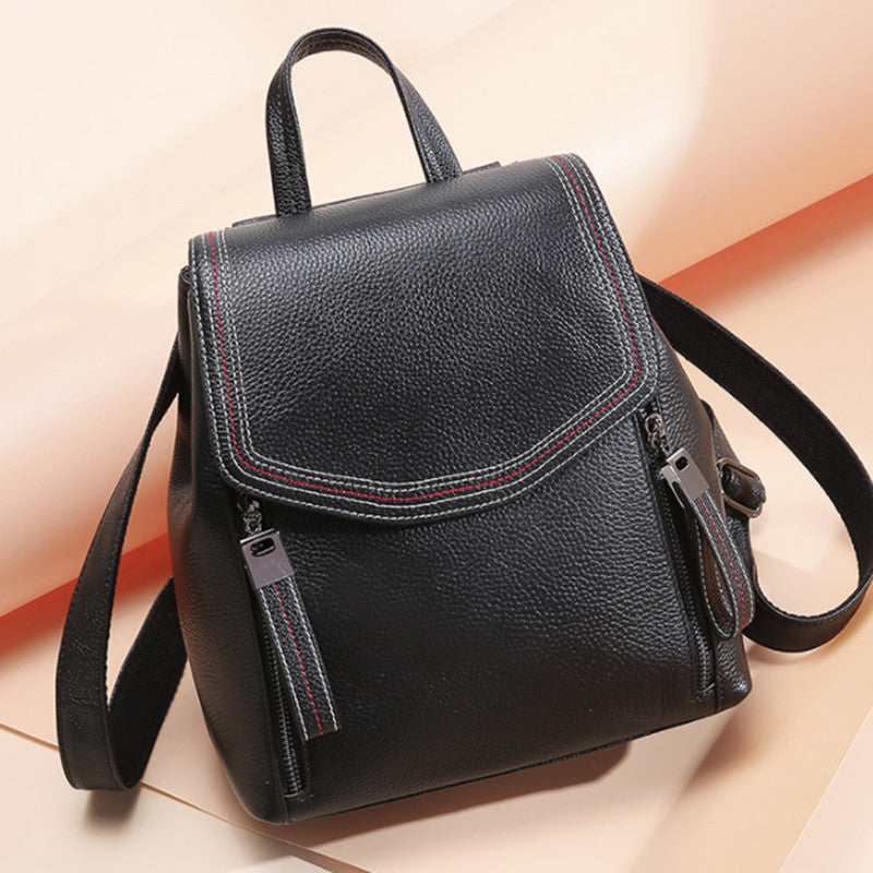 Leather Fashion Female Soft Vintage Fashionable Backpacks