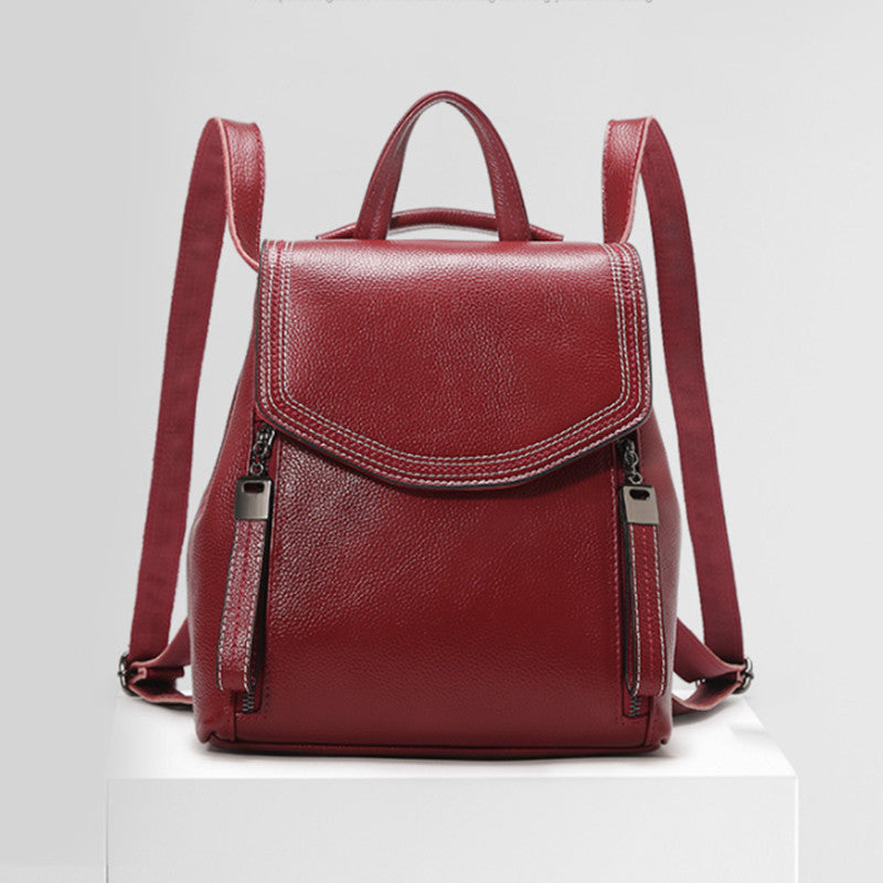 Leather Fashion Female Soft Vintage Fashionable Backpacks