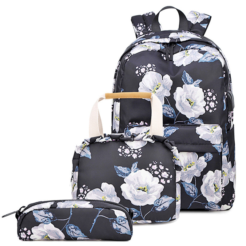 Durable Three-piece Printed Female Computer Lunch Bags