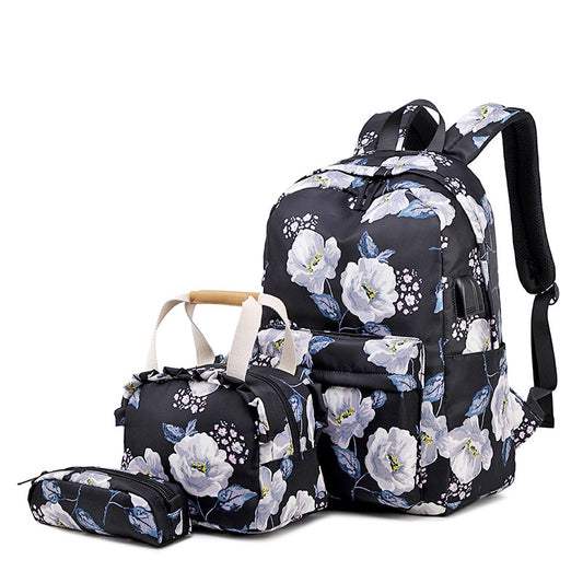 Durable Three-piece Printed Female Computer Lunch Bags