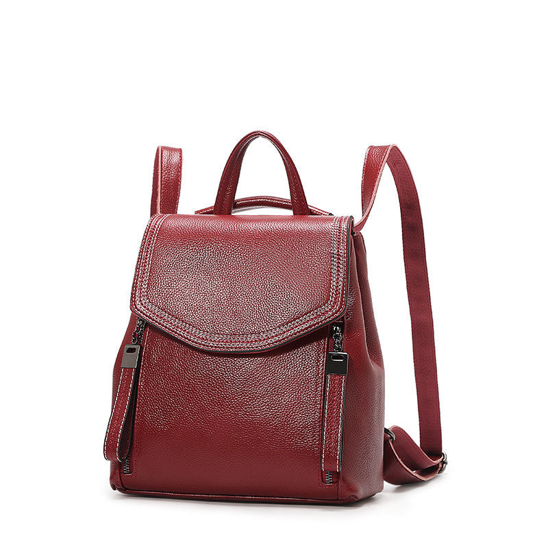 Leather Fashion Female Soft Vintage Fashionable Backpacks